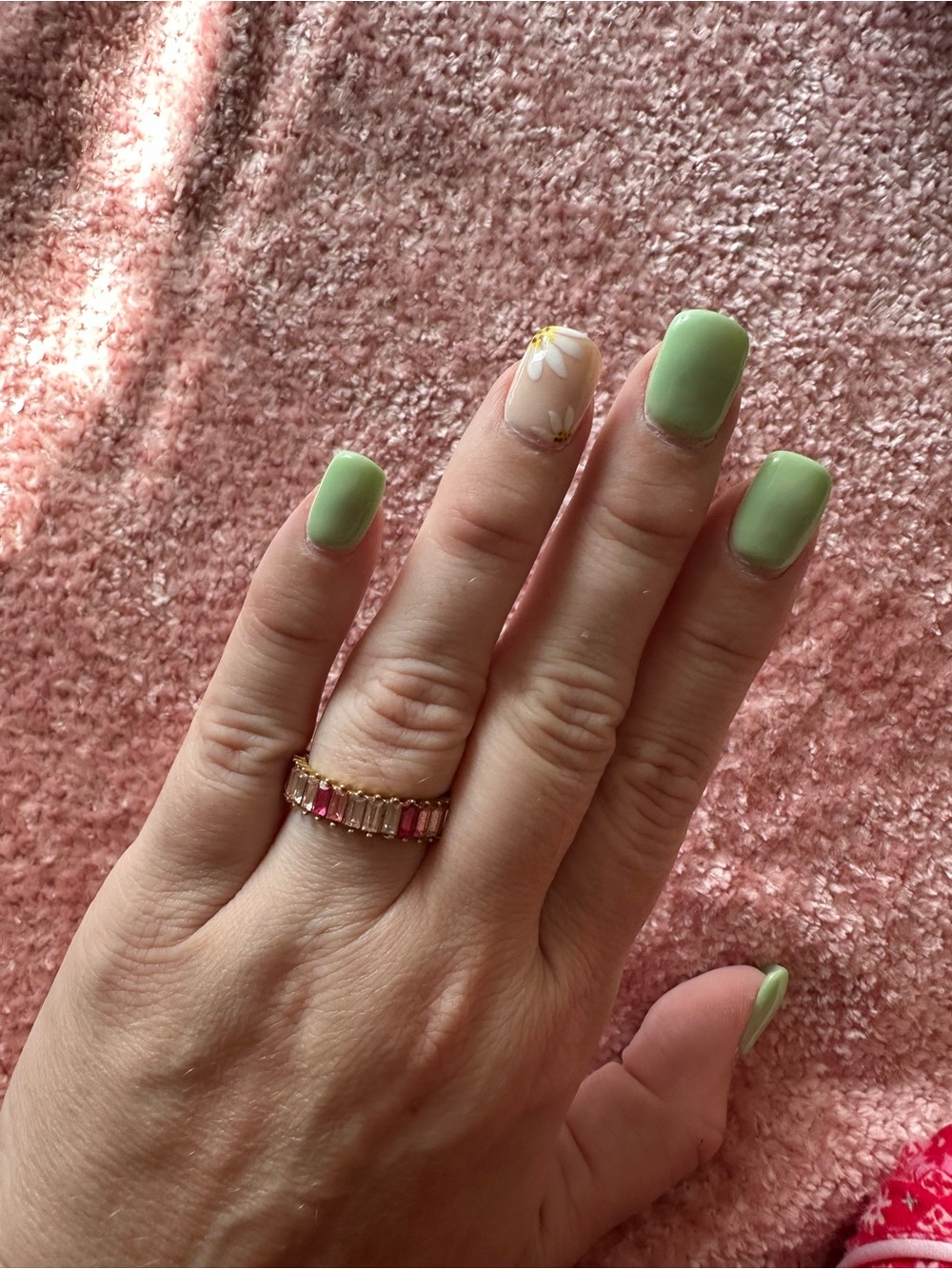 BaubleBar Pink and Gold Alidia Ring Size 8